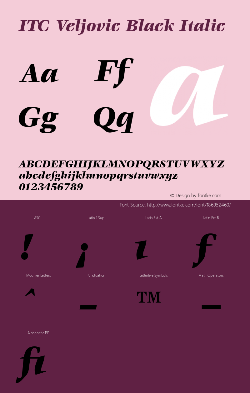 ITC Veljovic Black Italic 001.001图片样张