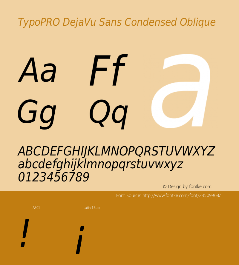 TypoPRO DejaVu Sans Condensed Oblique Version 2.37图片样张