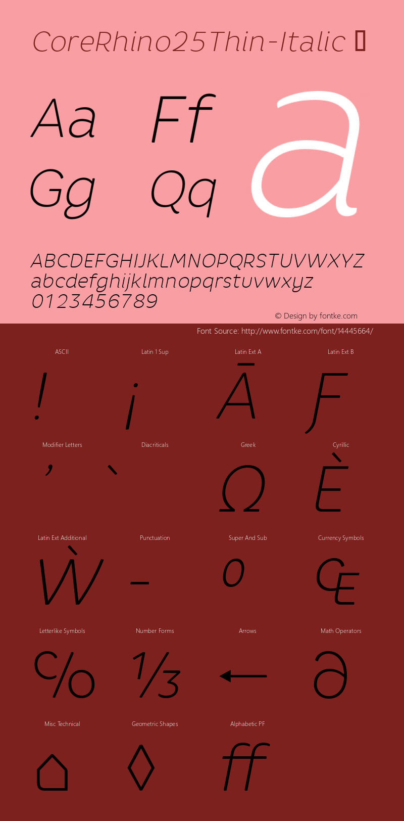 CoreRhino25Thin-Italic ☞ Version 1.000;com.myfonts.s-core.core-rhino.thin-italic.wfkit2.4bMZ图片样张