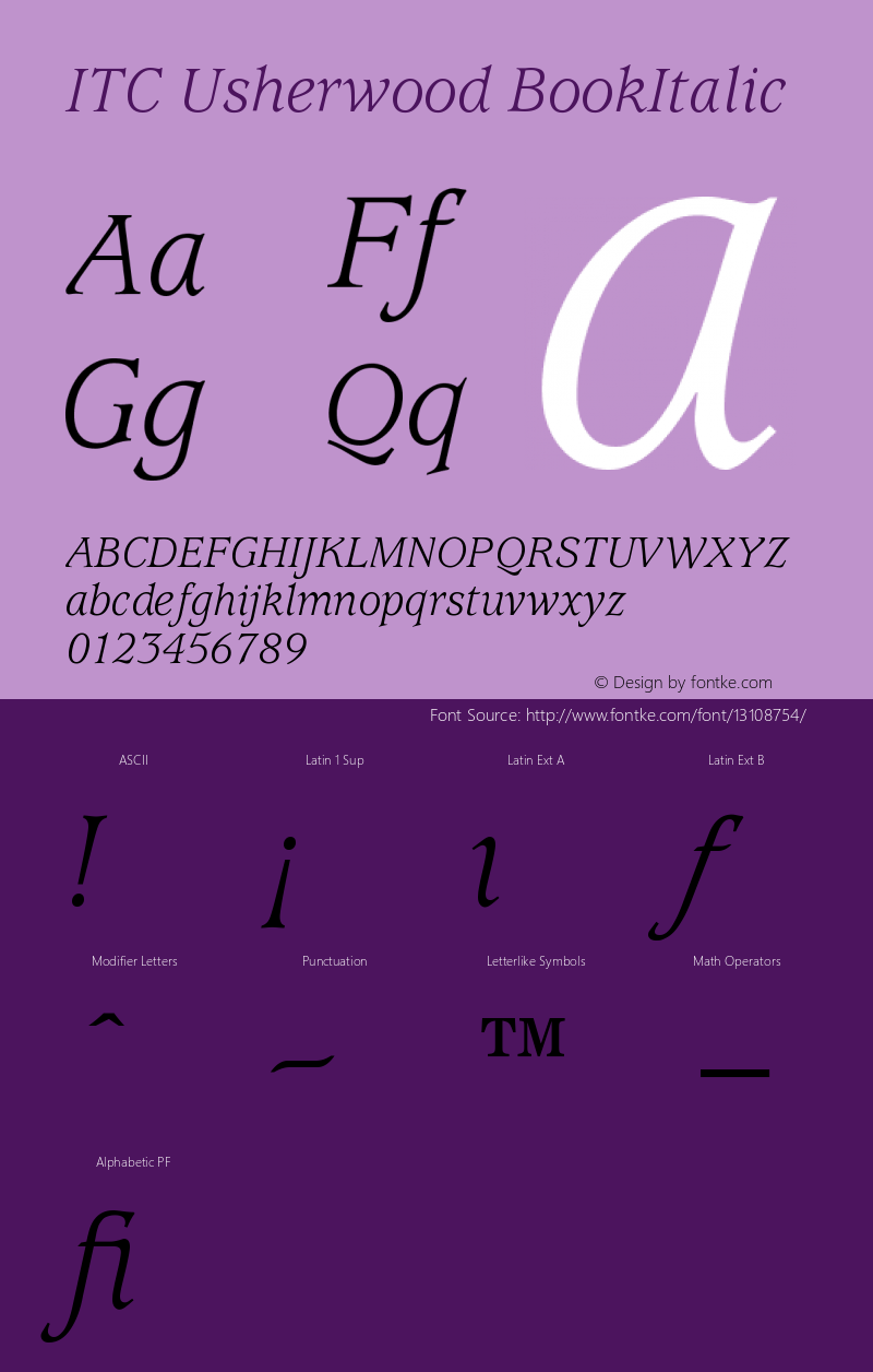 ITC Usherwood BookItalic Version 001.000图片样张