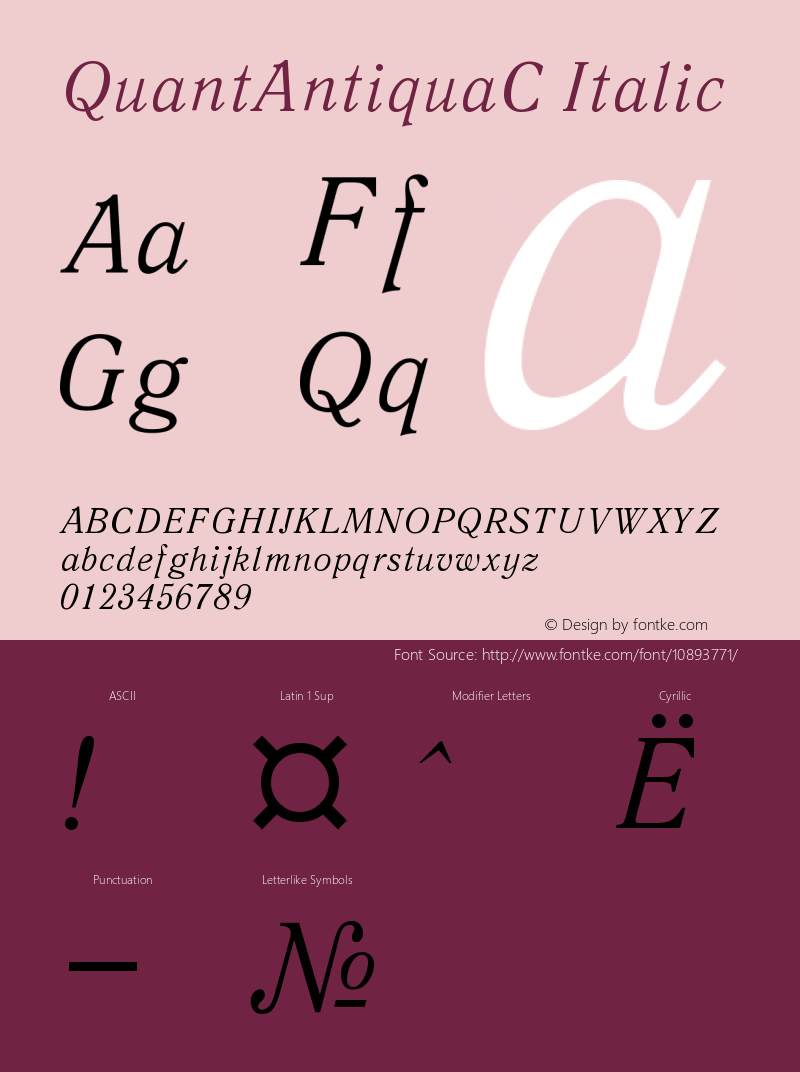 QuantAntiquaC Italic Version 001.000图片样张