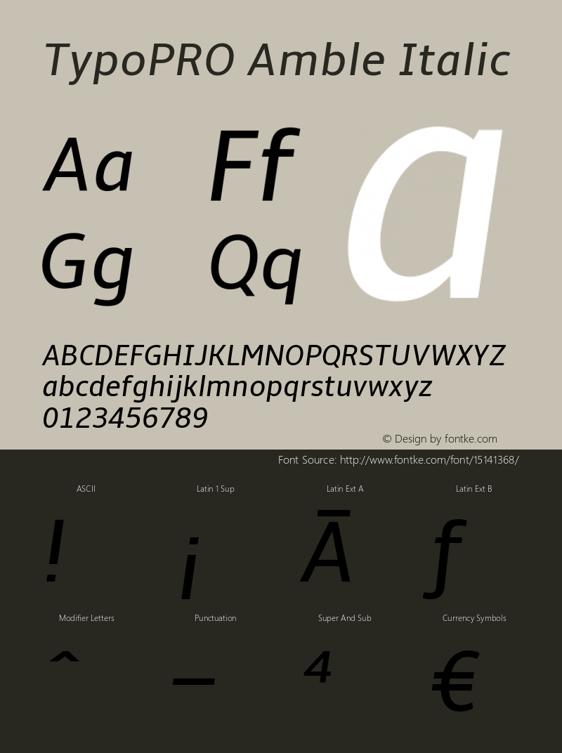 TypoPRO Amble Italic Version 1.00000; 2009图片样张