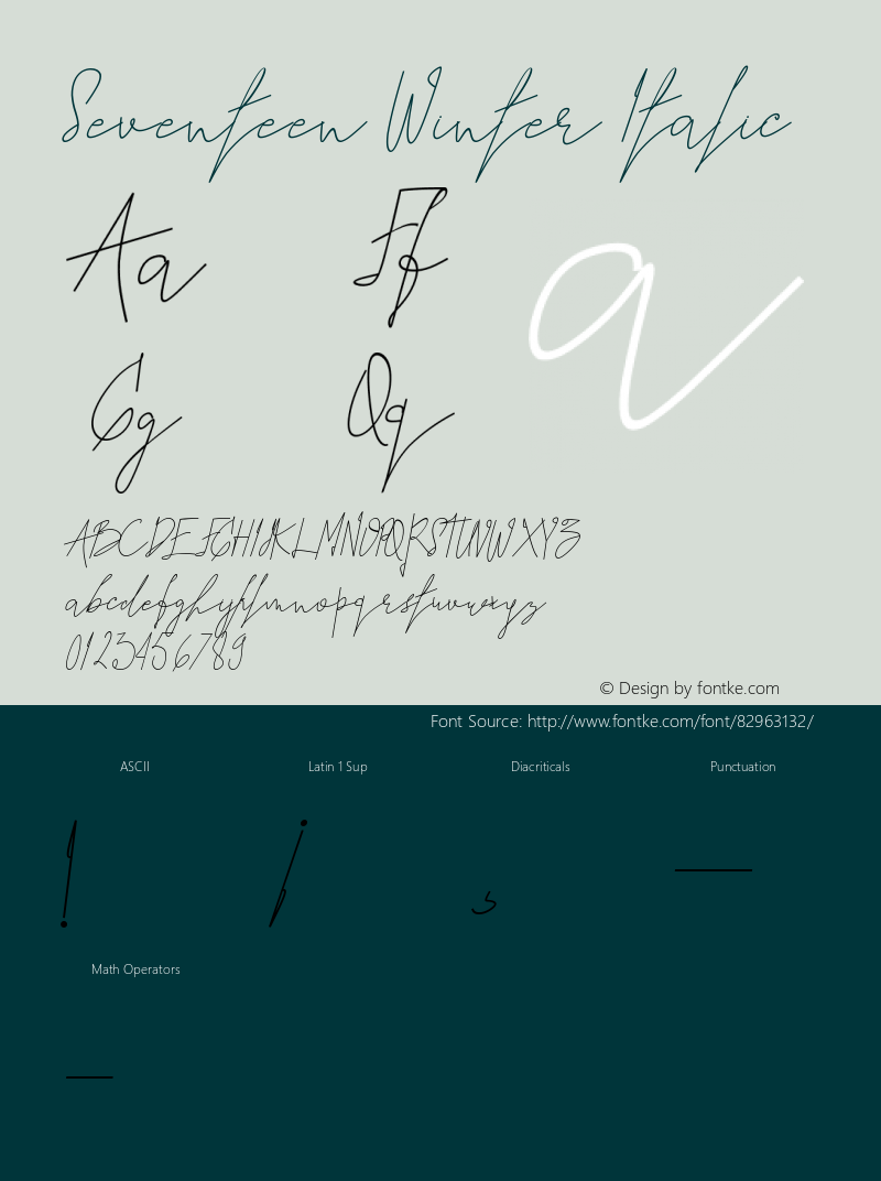 Seventeen Winter Italic Version 1.00;November 2, 2020;FontCreator 12.0.0.2539 64-bit图片样张