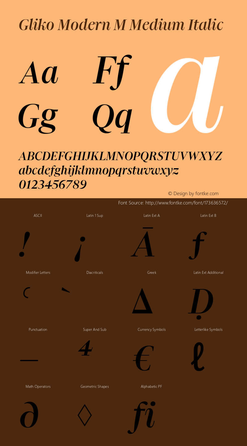 Gliko Modern M Medium Italic Version 2.001图片样张