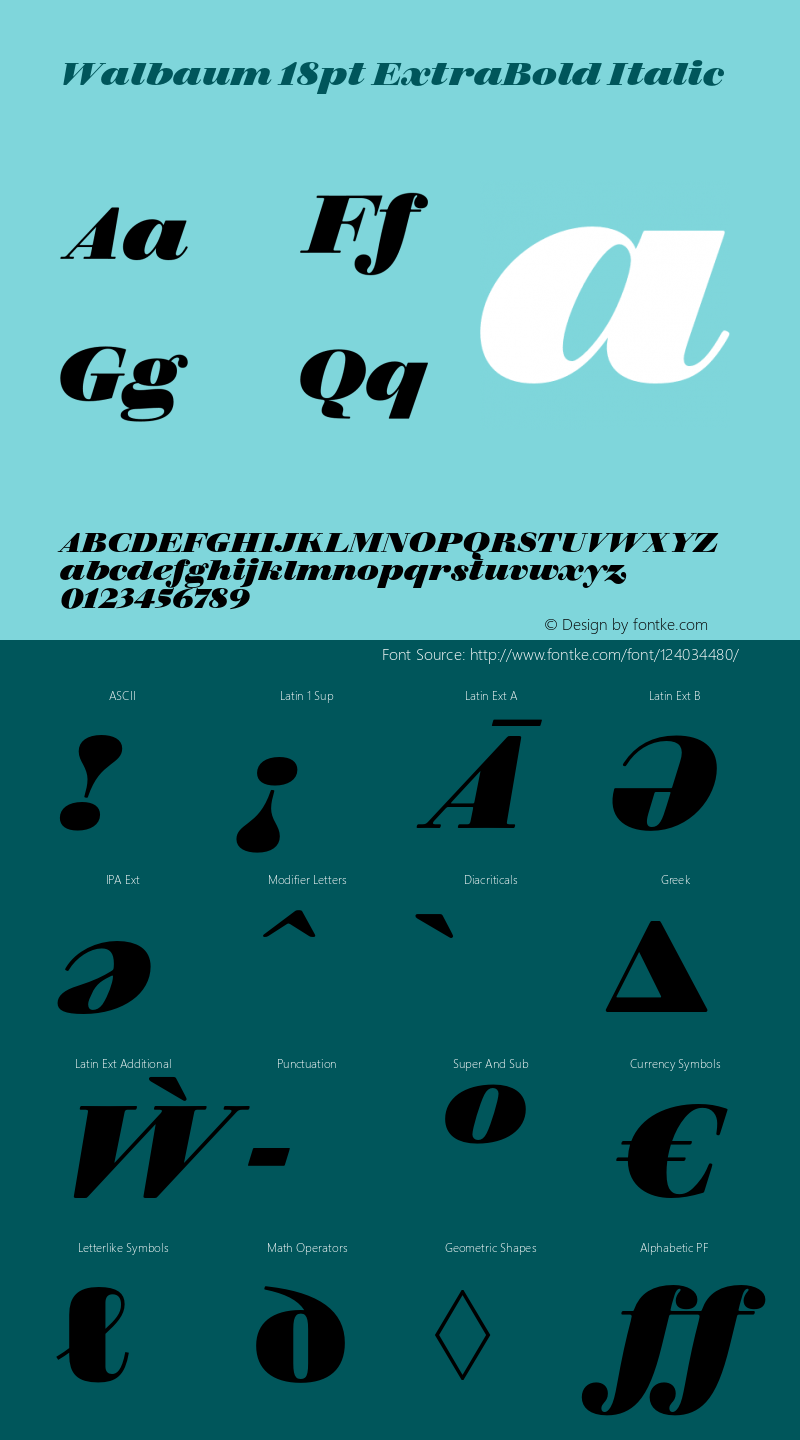 Walbaum 18pt ExtraBold Italic Version 1.01, build 5, s3图片样张