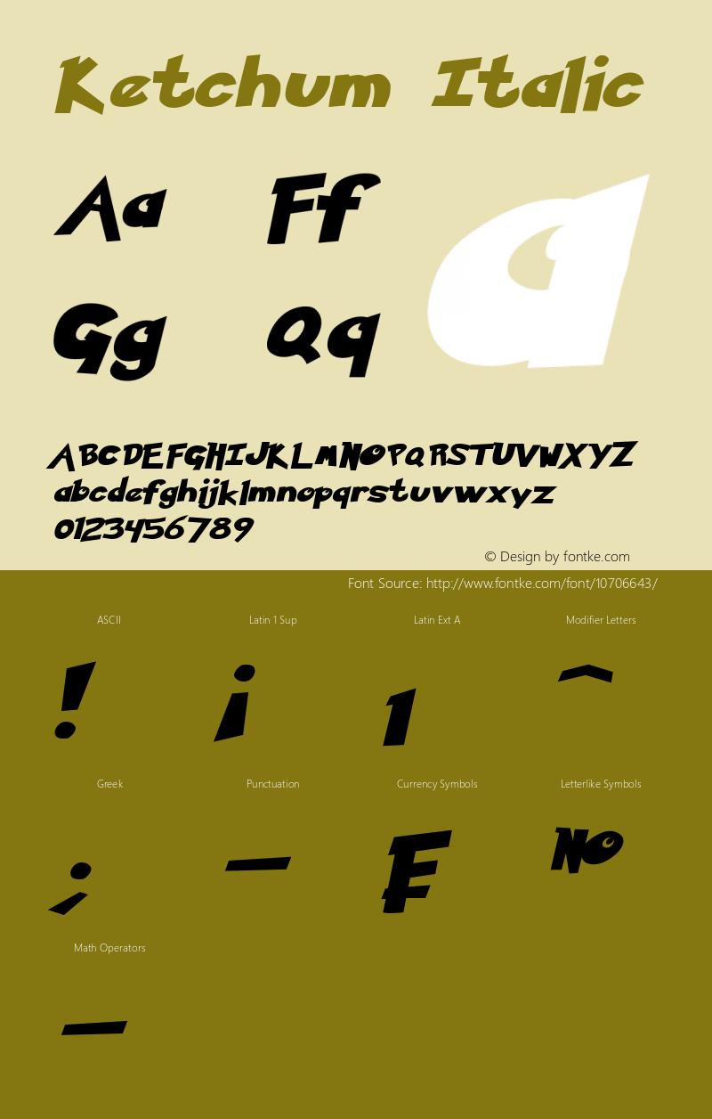 Ketchum Italic Version 1.10 April 23, 2015图片样张