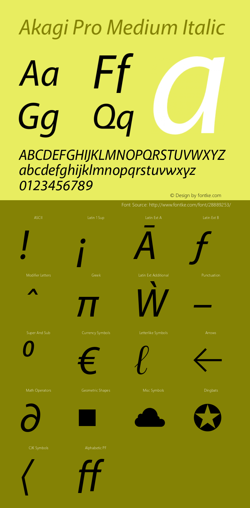 AkagiPro-MediumItalic Version 2.000图片样张