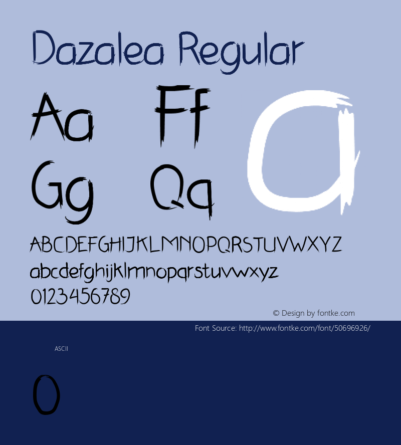 Dazalea Version 1.00;December 2, 2019;FontCreator 12.0.0.2535 64-bit图片样张