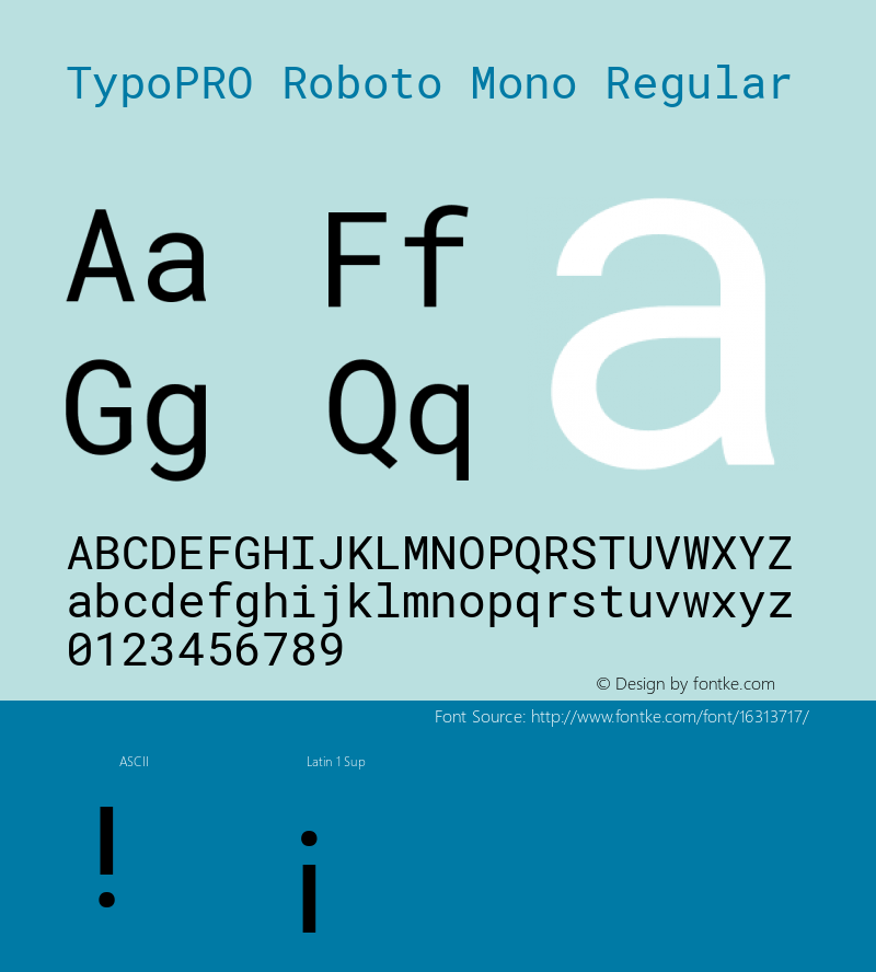 TypoPRO Roboto Mono Regular Version 2.000985; 2015; ttfautohint (v1.3)图片样张