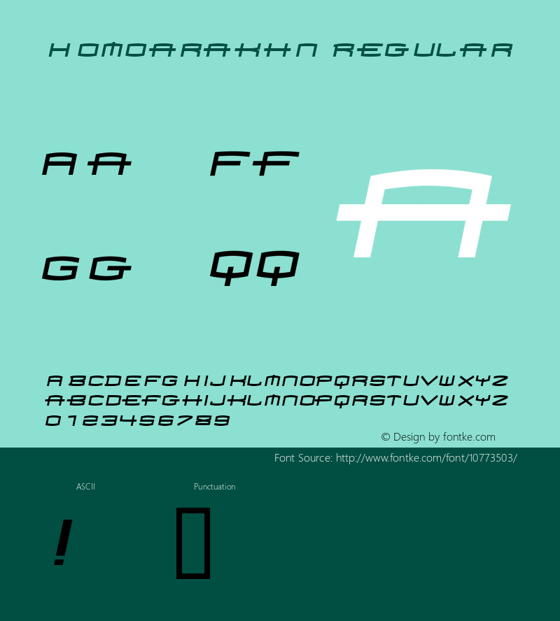 Homoarakhn Regular Macromedia Fontographer 4.1 7/25/97图片样张