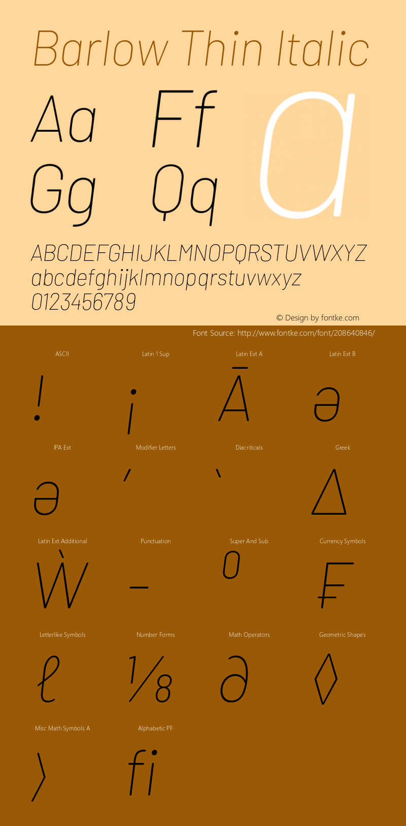 Barlow Thin Italic Version 1.422;hotconv 1.0.109;makeotfexe 2.5.65596图片样张