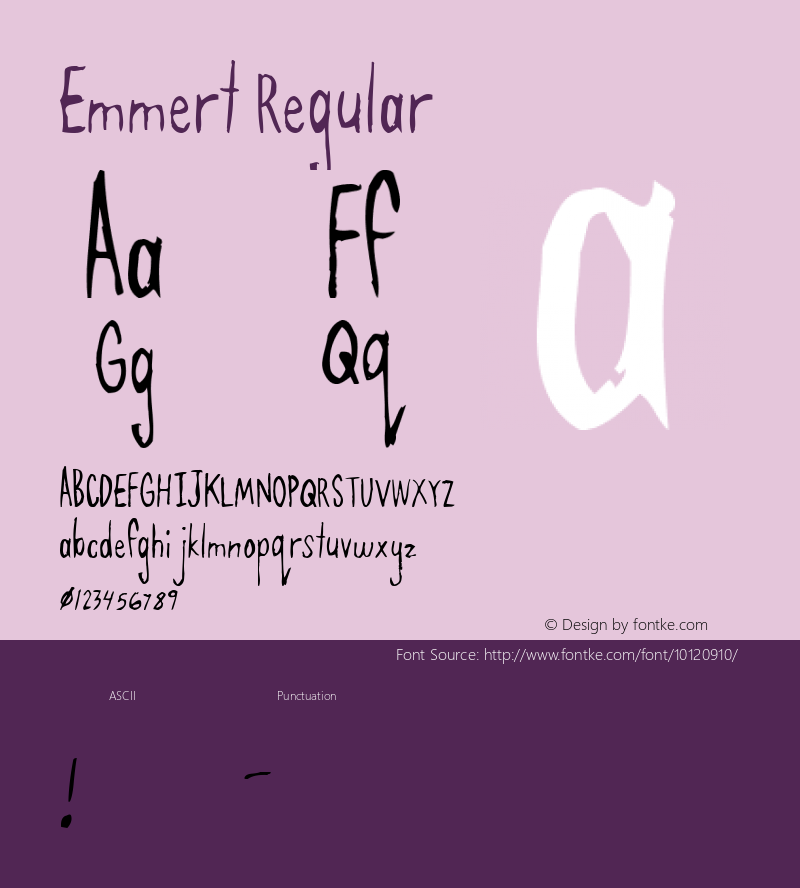 Emmert Regular Macromedia Fontographer 4.1 11/15/2003图片样张