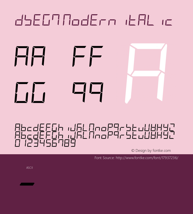 DSEG7 Modern Italic Version 0.2图片样张