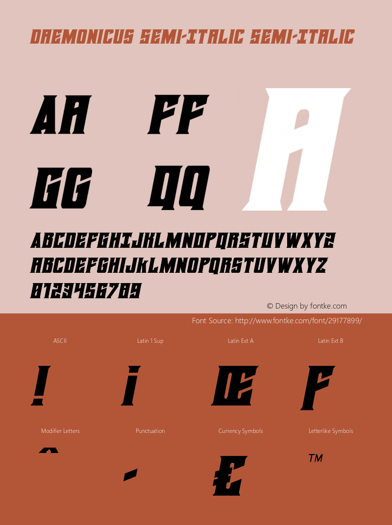 Daemonicus Semi-Italic Version 2.0; 2019; initial release图片样张