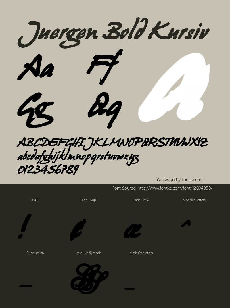 Juergen Bold Kursiv Version 2.2; 1999图片样张