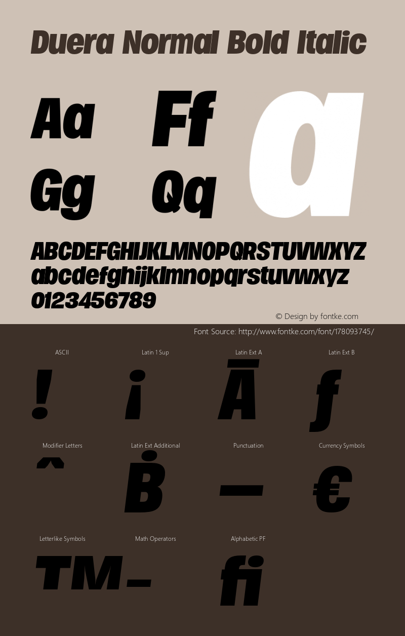 Duera Normal Bold Italic Version 1.000图片样张