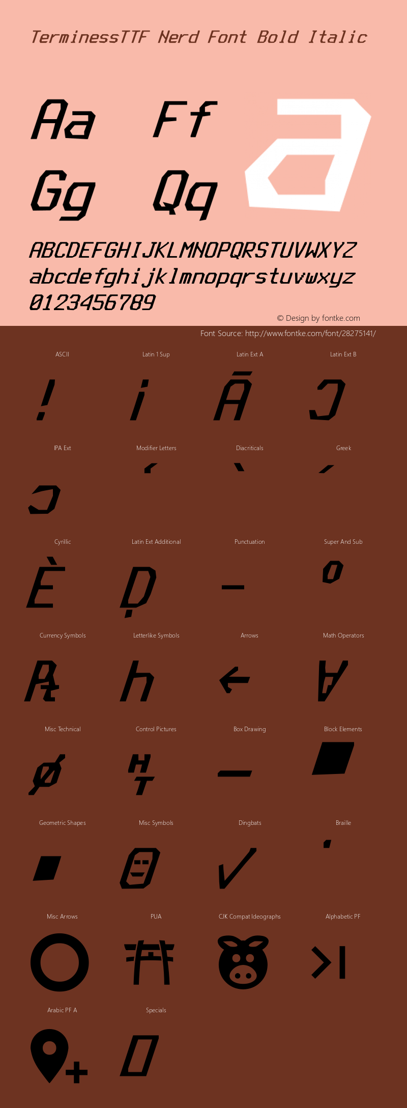 Terminess (TTF) Bold Italic Nerd Font Complete Version 4.40.1;Nerd Fonts 2.图片样张