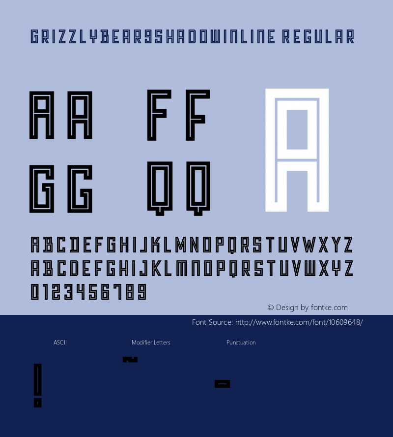 GrizzlyBear9ShadowInline Regular Version 001.001 ;com.myfonts.matchandkerosene.grizzly-bear.shadow-inline.wfkit2.3CHT图片样张