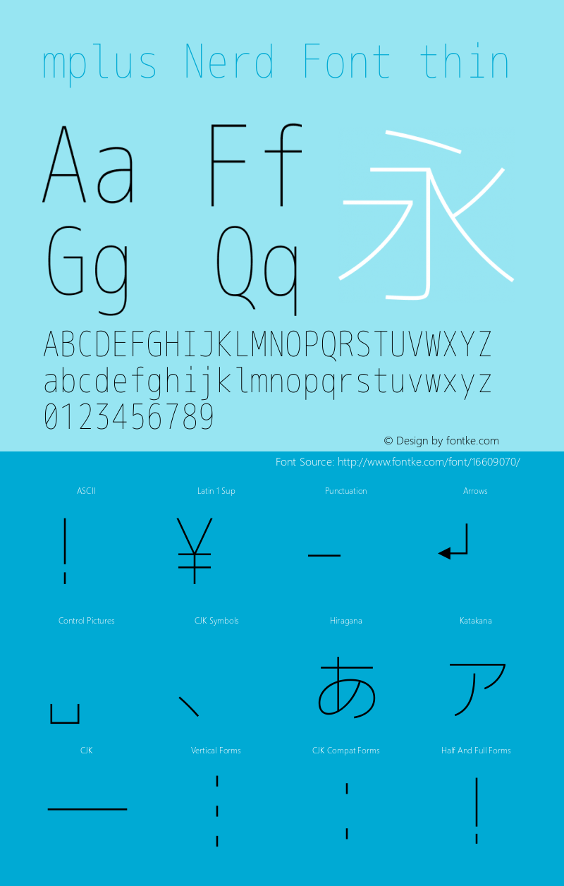 mplus Nerd Font thin Version 1.018;Nerd Fonts 0.8图片样张