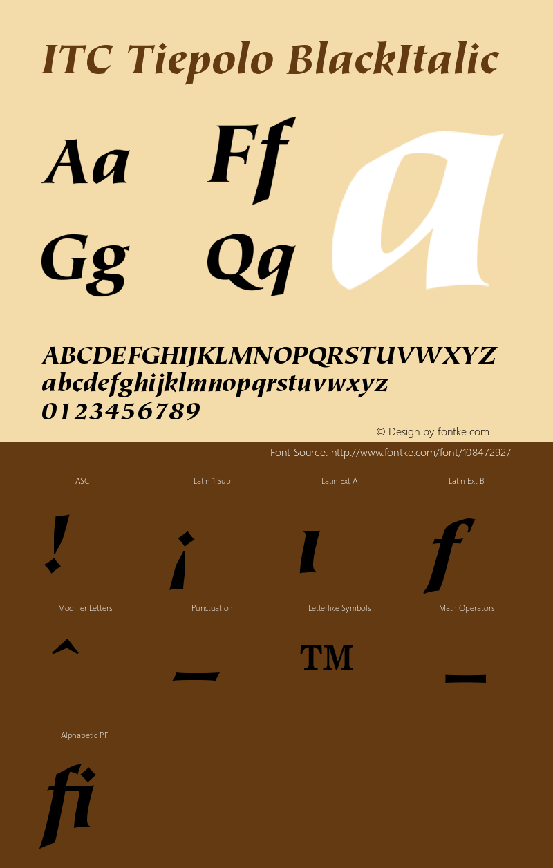 ITC Tiepolo BlackItalic Version 001.000图片样张