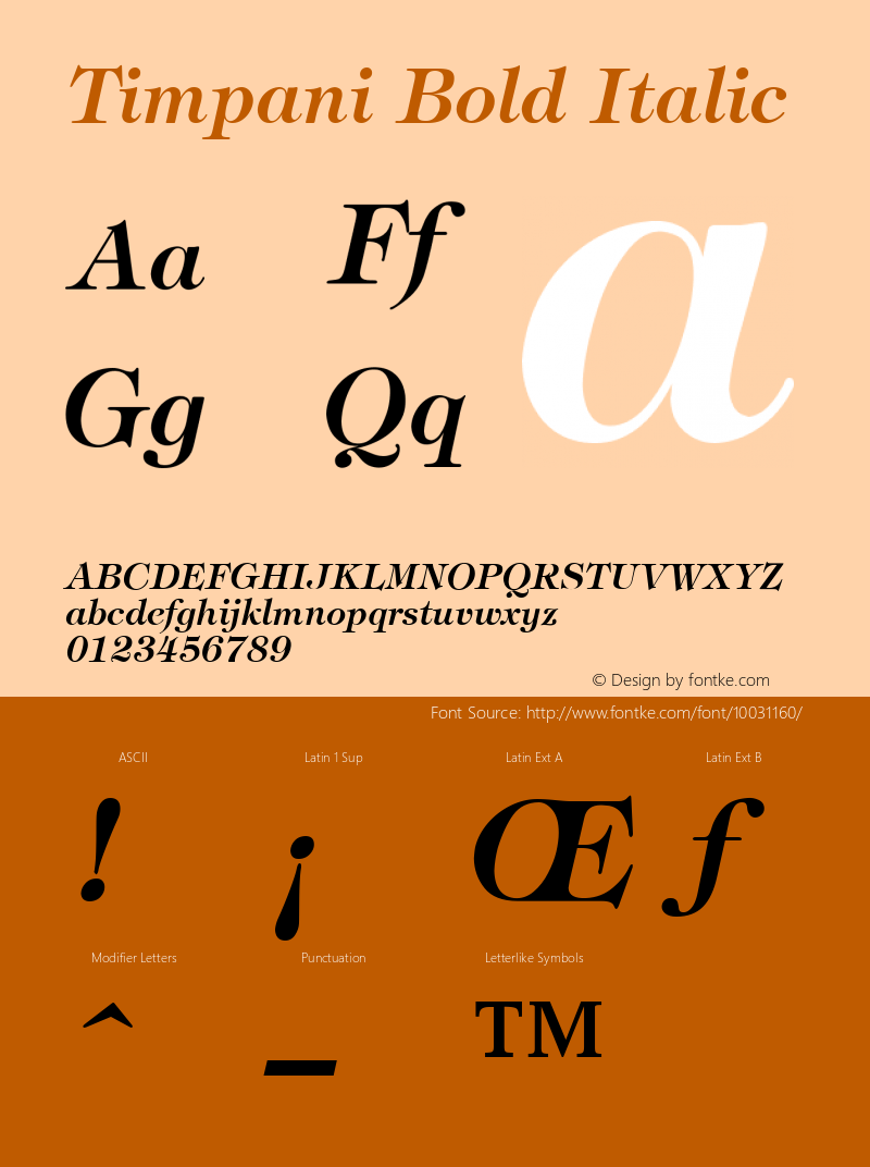 Timpani Bold Italic v1.0c图片样张