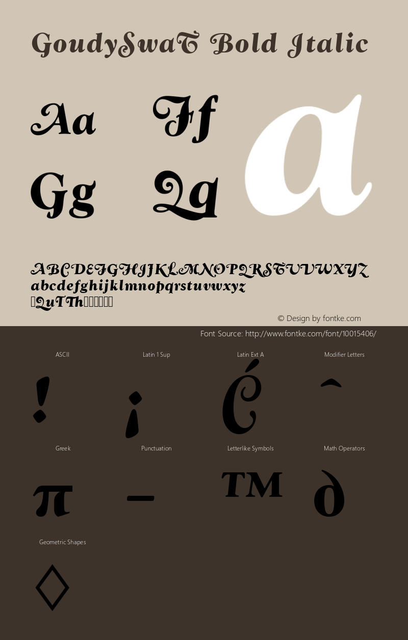 GoudySwaT Bold Italic Version 001.005图片样张