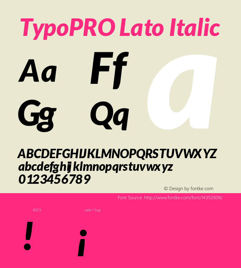 TypoPRO Lato Italic Version 1.105; Western+Polish opensource图片样张