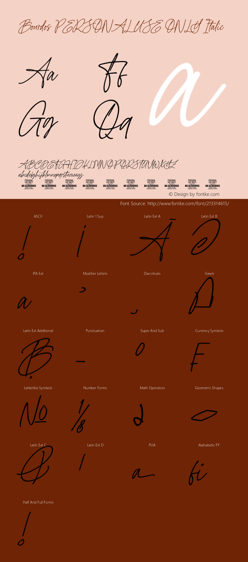 Bourdos PERSONAL USE ONLY Italic Version 1.000;FEAKit 1.0图片样张