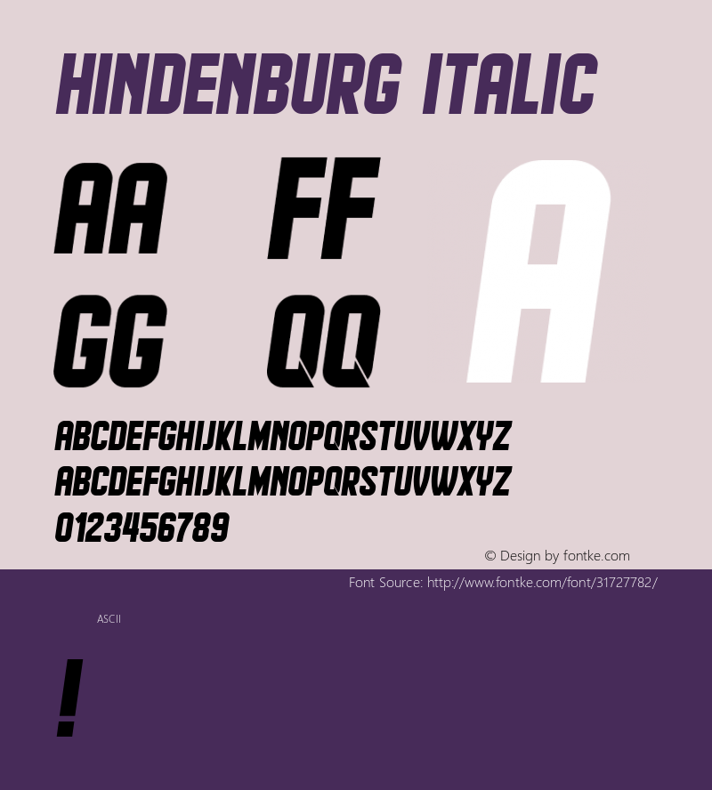 Hindenburg Italic Version 1.000图片样张