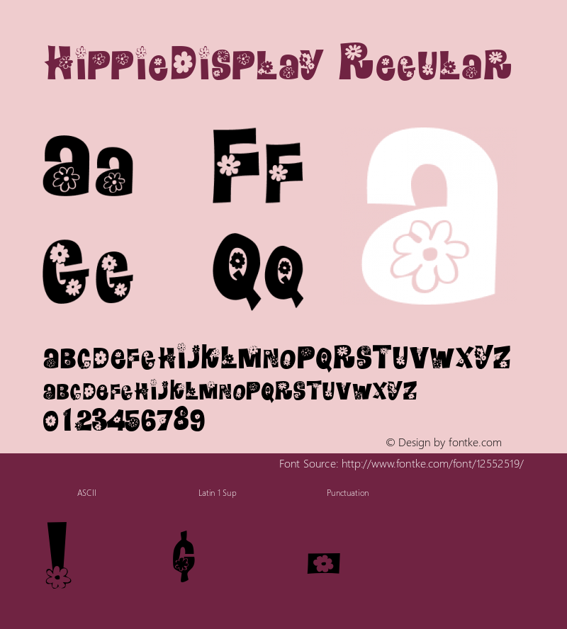 HippieDisplay Regular Macromedia Fontographer 4.1.5 5/14/98图片样张