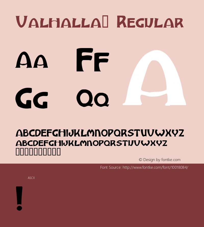 Valhalla™ Regular Altsys Fontographer 4.0.3 3/26/96图片样张