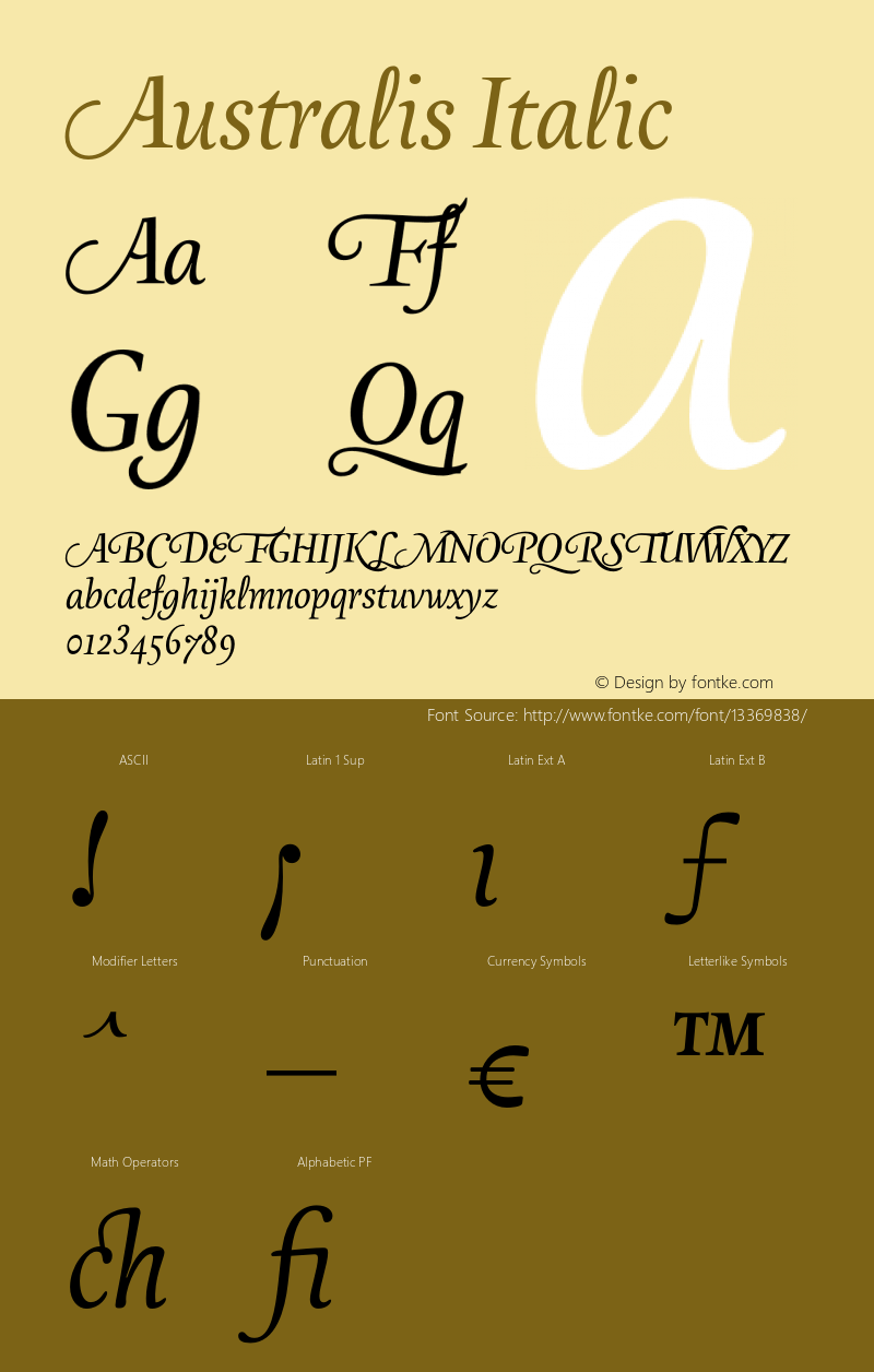 Australis Italic Version 1.301;PS 001.003;Core 1.0.38图片样张