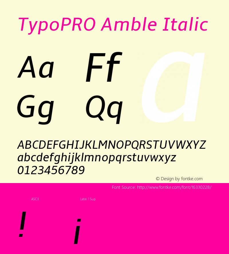 TypoPRO Amble Italic Version 1.00000; 2009图片样张