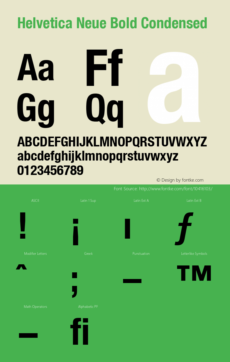 Helvetica Neue Bold Condensed Version 001.000图片样张