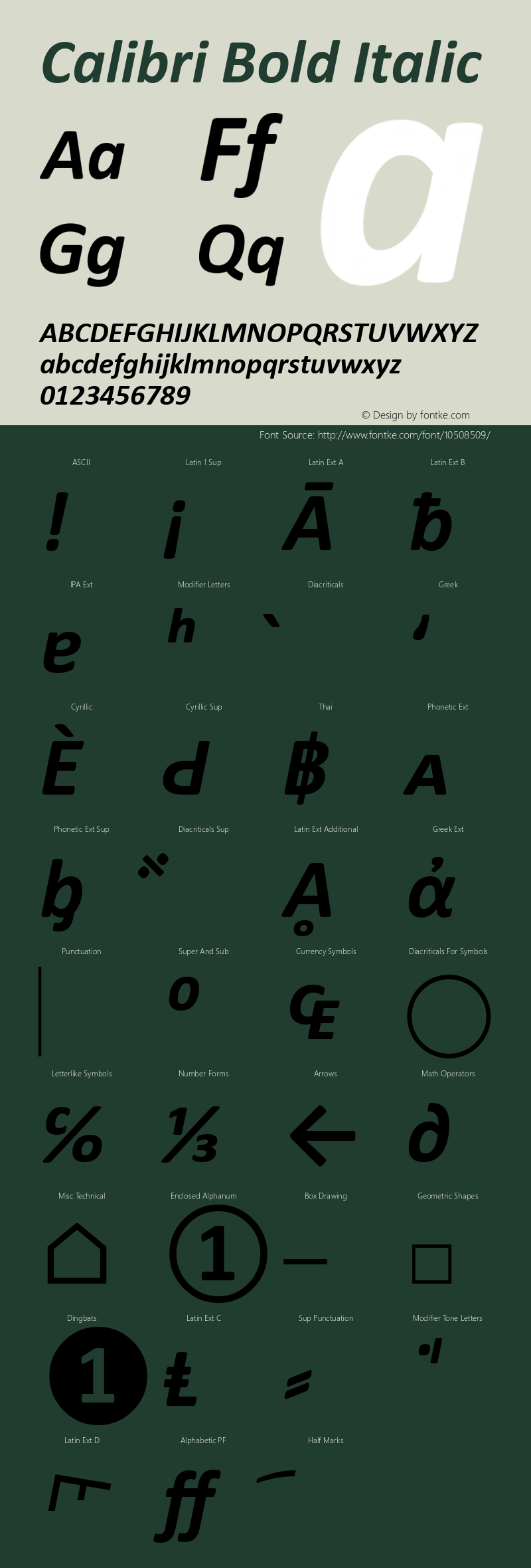 Calibri Bold Italic Version 5.86图片样张