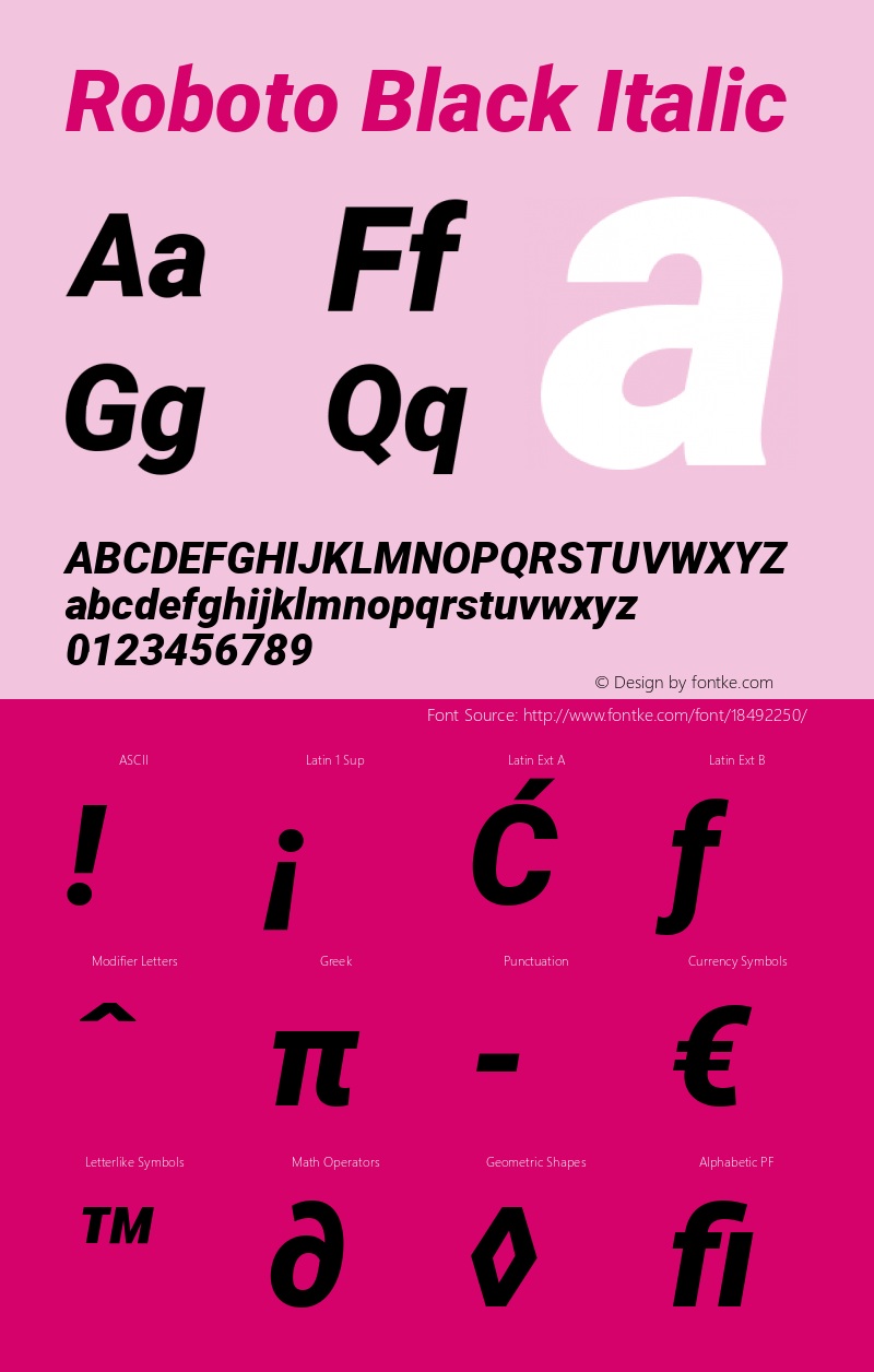 Roboto Black Italic Version 2.000980; 2014图片样张