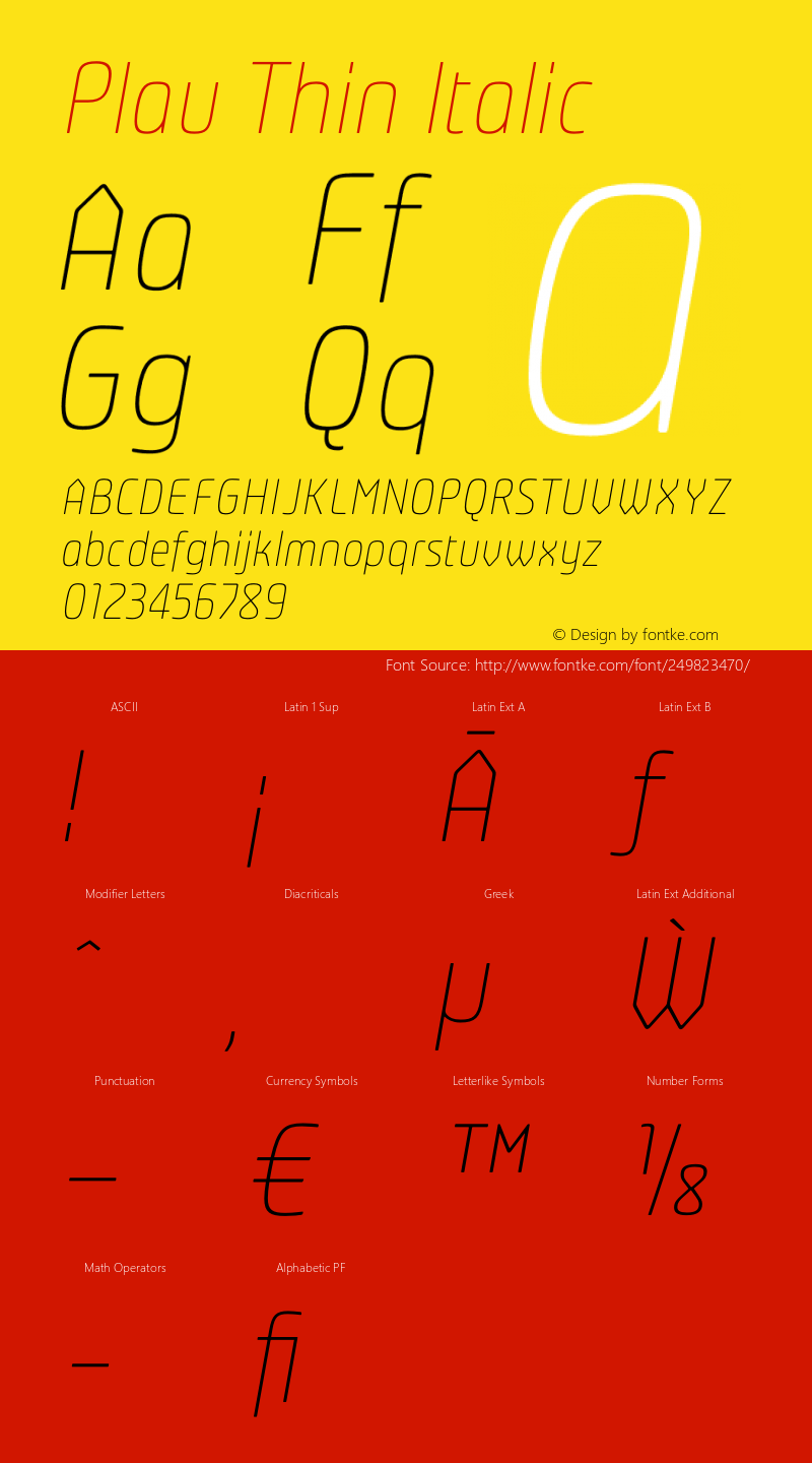 Plau Thin Italic Version 2.001;PS 002.001;hotconv 1.0.88;makeotf.lib2.5.64775图片样张