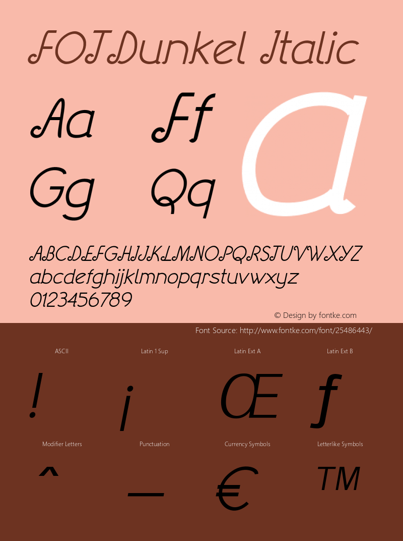 FOTDunkel-Italic Version 1.000图片样张