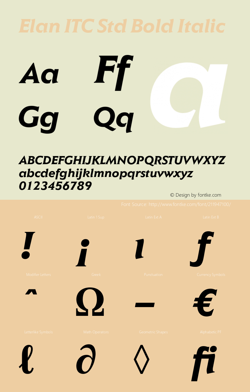 Elan ITC Std Bold Italic Version 1.000;PS 001.000;hotconv 1.0.38图片样张