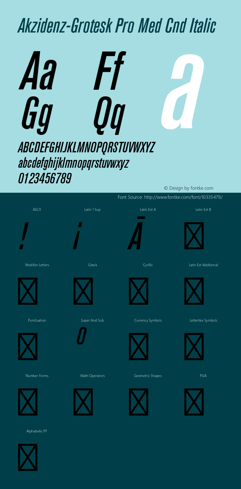 Akzidenz-Grotesk Pro Med Cnd Italic Version 001.001;Core 1.0.01;otf.5.02.2291;11.07W图片样张