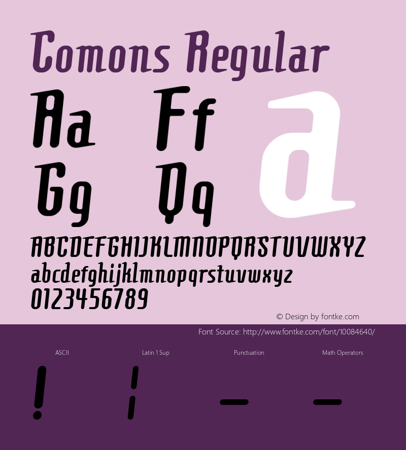 Comons Regular Macromedia Fontographer 4.1J 01.1.23图片样张