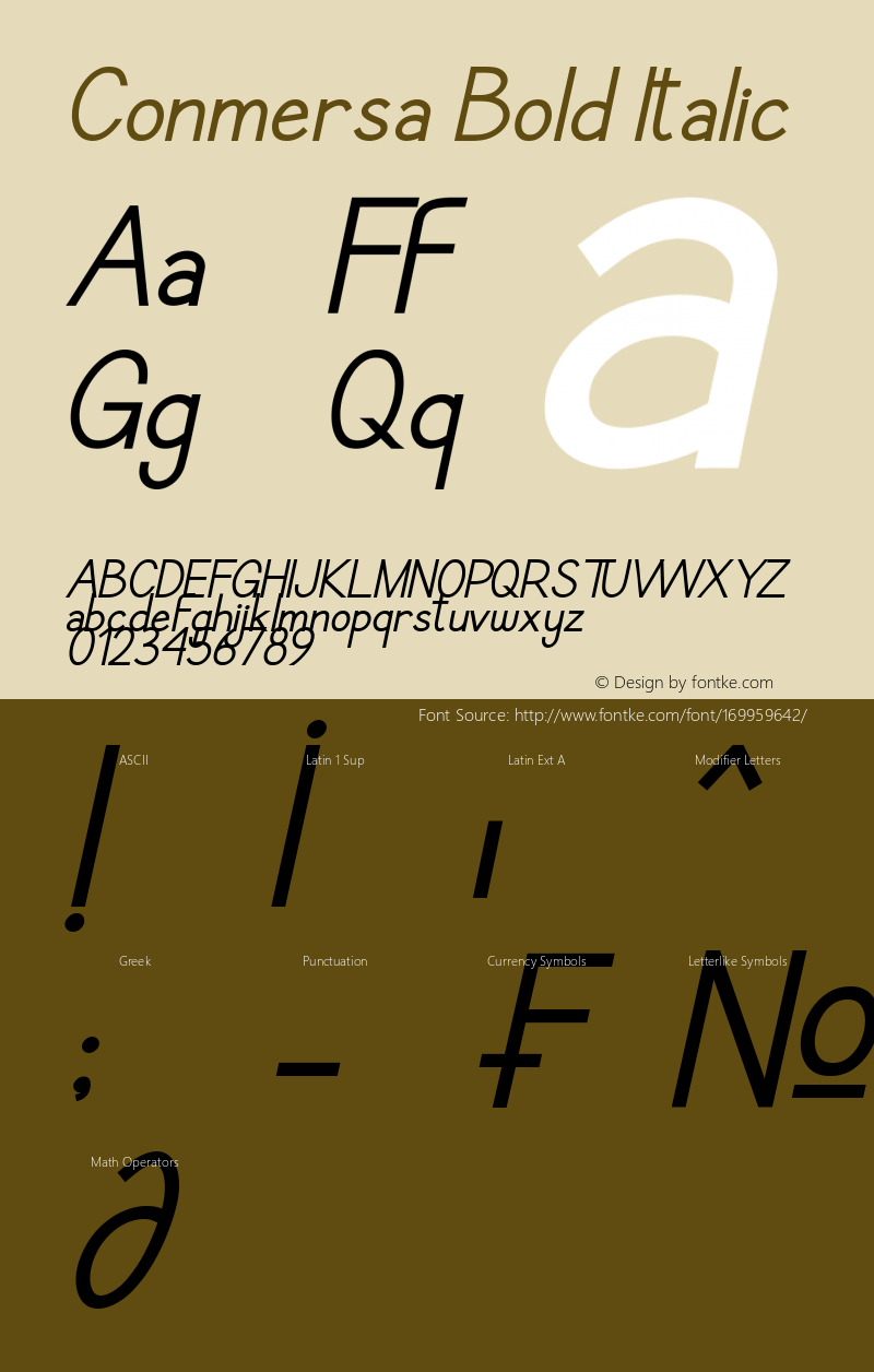 Conmersa Bold Italic Version 1.00;July 20, 2021;FontCreator 13.0.0.2683 64-bit图片样张