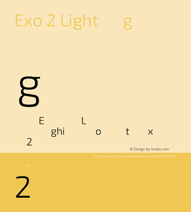 Exo 2 Light Regular Version 1.001;PS 001.001;hotconv 1.0.70;makeotf.lib2.5.58329; ttfautohint (v0.92) -l 8 -r 50 -G 200 -x 14 -w 