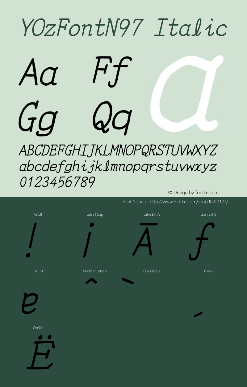 YOzFontN97 Italic Version 12.03图片样张