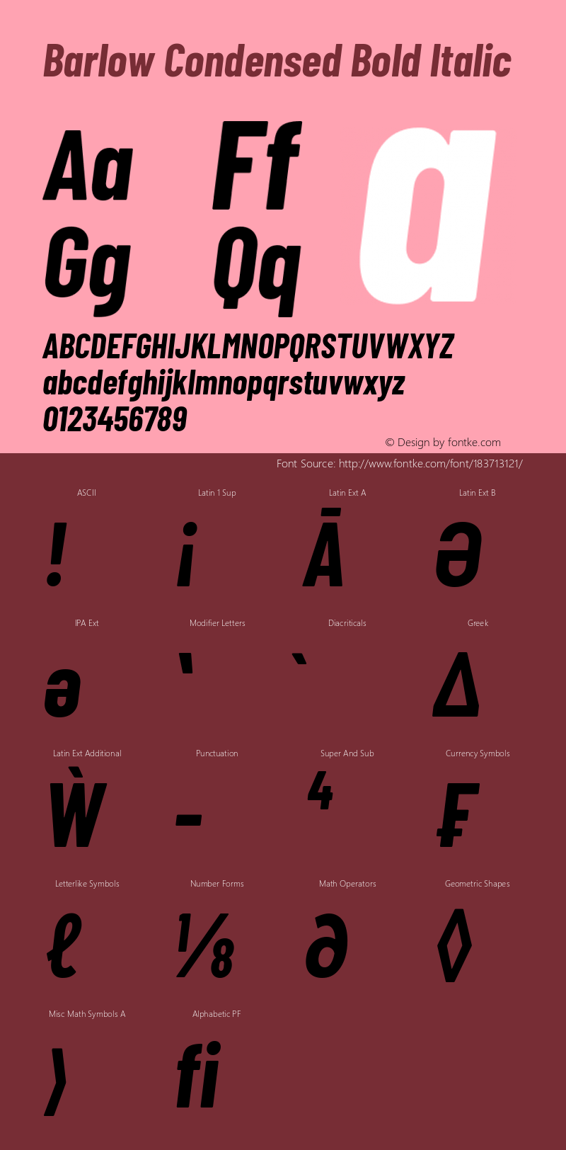 Barlow Condensed Bold Italic Version 1.408图片样张