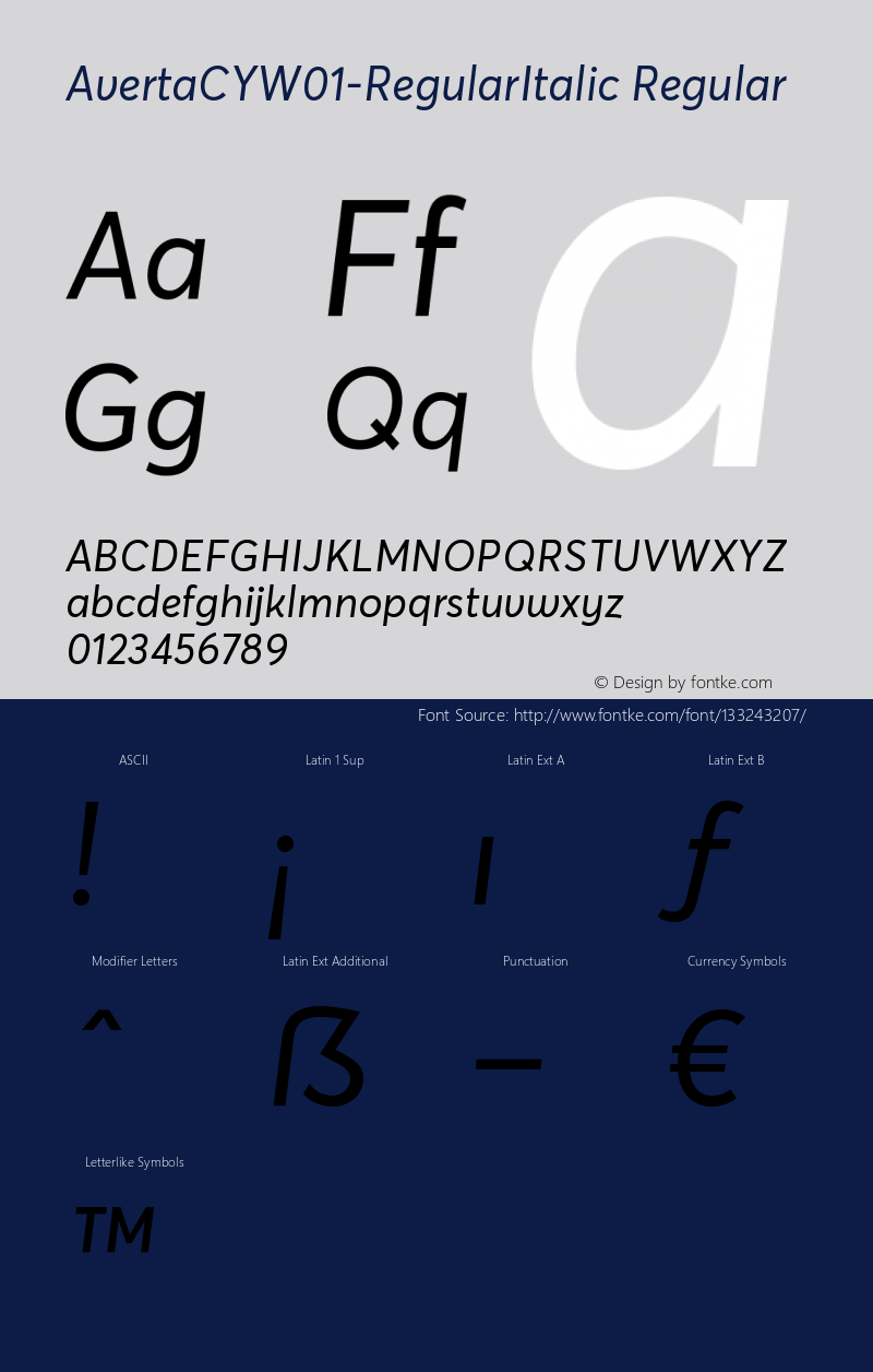 Averta CY W01 Regular Italic Version 1.008图片样张