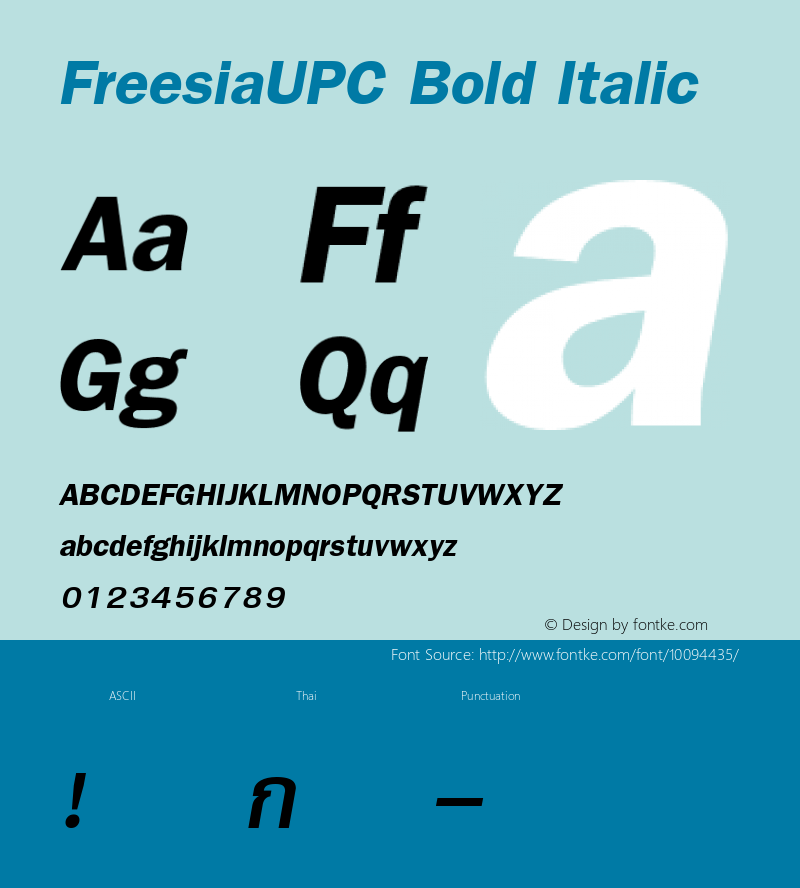 FreesiaUPC Bold Italic Version 2.20图片样张