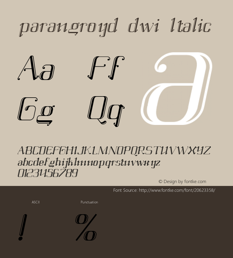 parangroyd dwi Italic Version 001.000图片样张