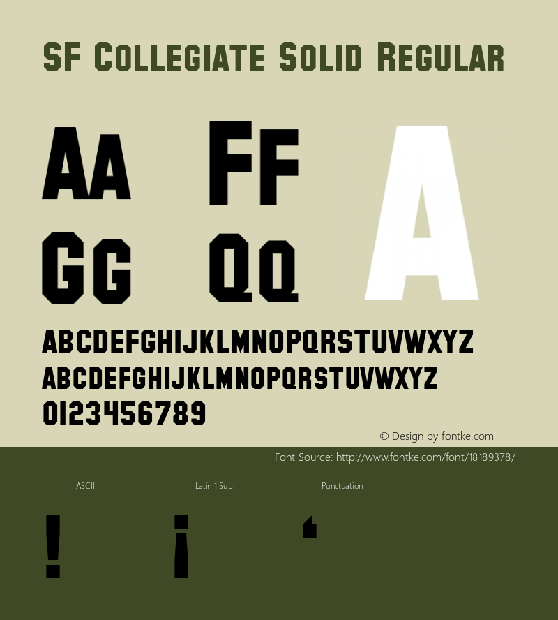 SF Collegiate Solid Regular ver 1.0; 1999. Freeware for non-commercial use.图片样张