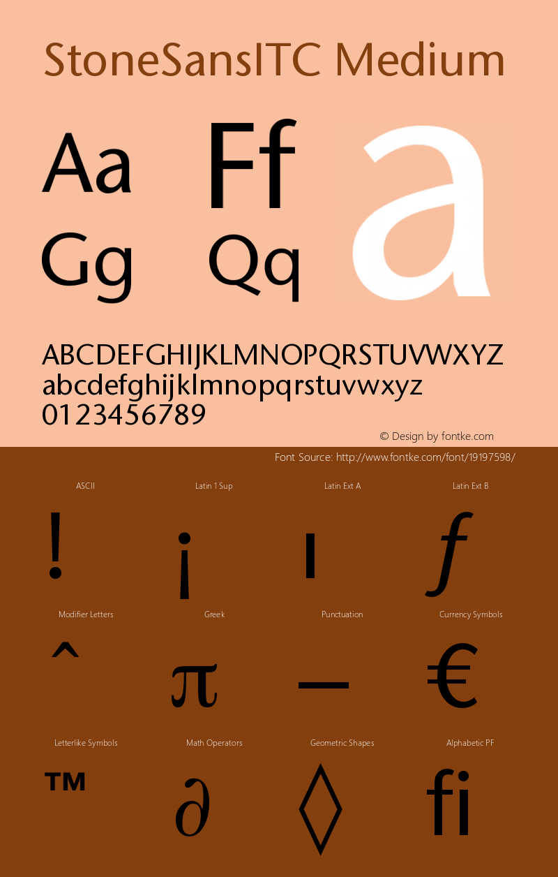 Stone Sans ITC Medium Version 005.000图片样张